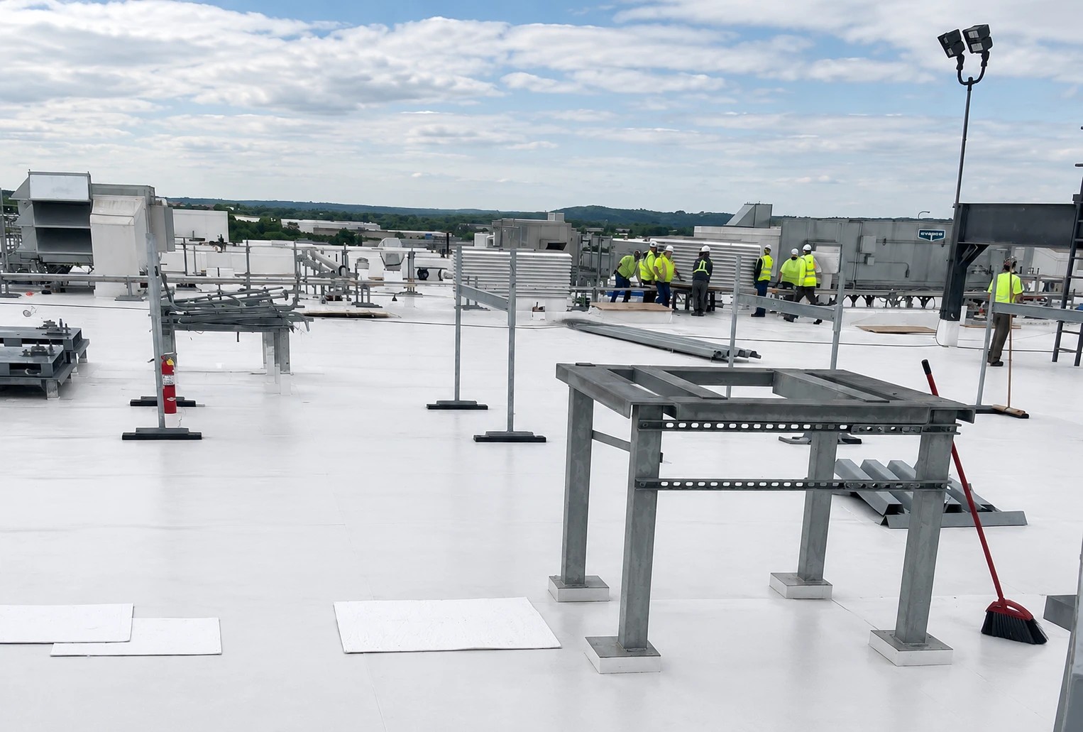 768 Roof crew maintaining a clean job site at a Pennsylvania facility